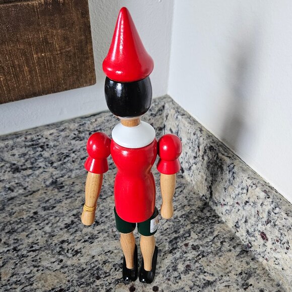 VINTAGE ITALIAN SORRENTO ITALY WOODEN PINOCCHIO POSEABLE MOVEABLE FIGURINE DECOR - Picture 3 of 8
